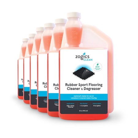 Zogics Rubber Flooring Cleaner and Degreaser, 32 oz, 6PK CLNRFC32CN-6